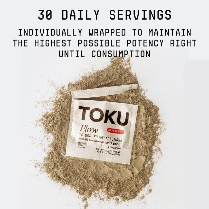 30 Servings Nattokinase - Toku Flow - Heart and Circulation Supplement Powder - 10800 FU - Chocolate Flavor - 30 Day Supply - Vegan Soy-Free Healthcare Fitness Dietary Supplement