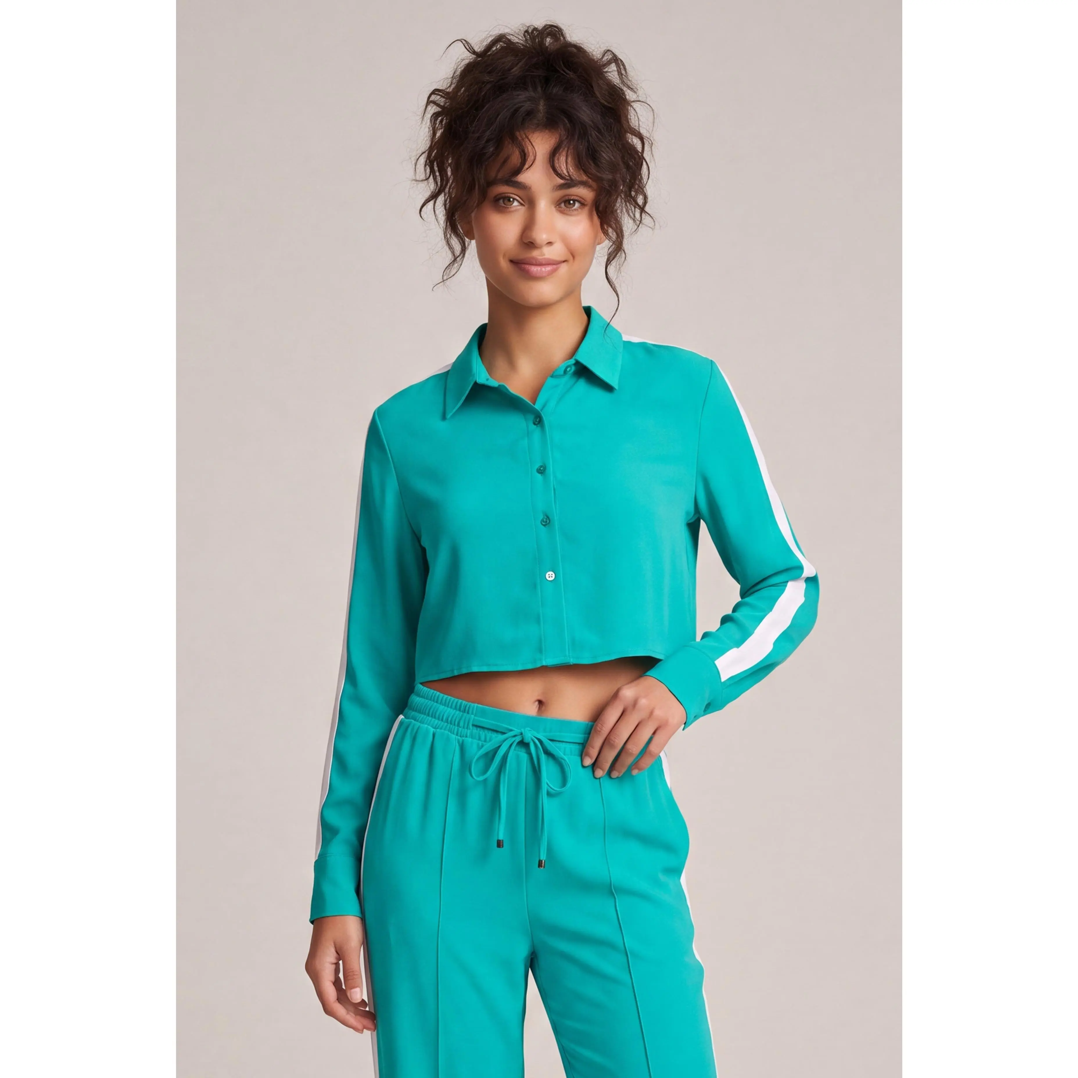 Contrast Stripe Wide Leg Pants