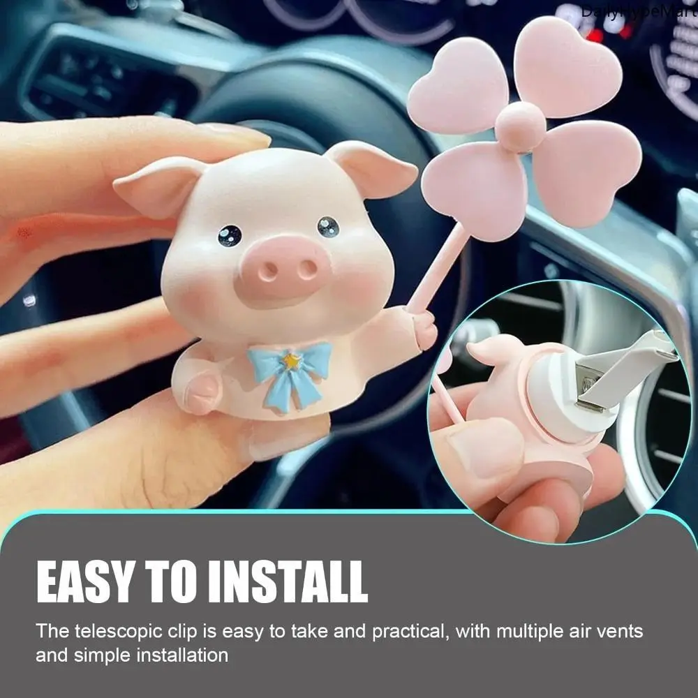 Pig Car Vent Clip Air Freshener, Spinning Fan Aroma Diffuser, Cute Fun Auto Interior Accessories for Cars, Gift, Accessories For Car