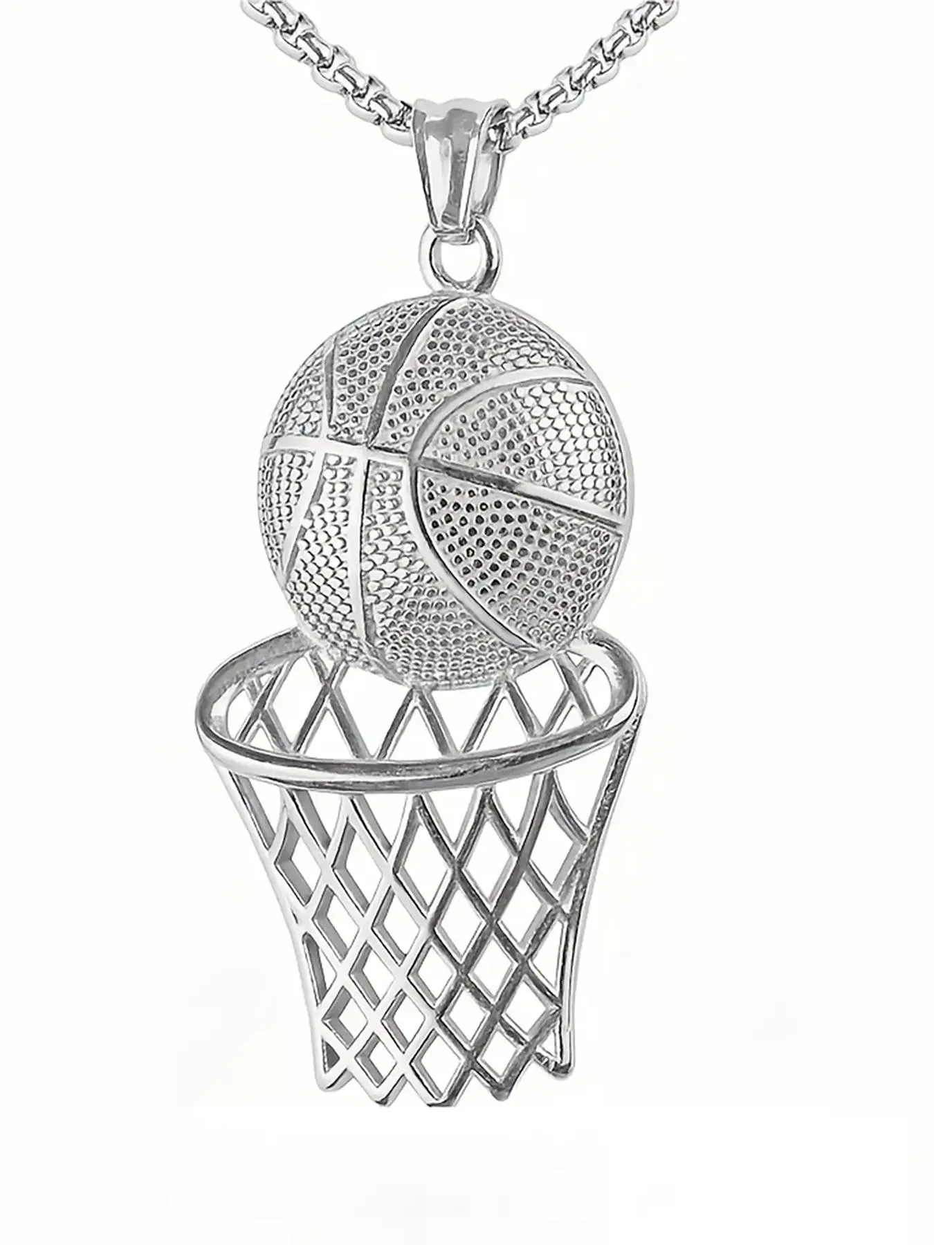 1 Piece Basketball Hoop Pendant Necklace for Men & Women, Fashion Pendants, Fashion Jewelry for Party, Daily Clothing Decor, Trendy All-match & Exquisite Jewelry for Birthday Gift, Accessory Necklace, Necklaces Men