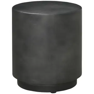 Round Side Table With Adjustable Feet For Indoor And Outdoor Use Dark Gray Concrete Finish Lightweight Water-Resistant Sturdy Build