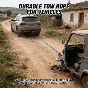 Heavy Duty Steel Wire Tow Rope 5 Ton Load Capacity 4M Length Anti-Snap Emergency Vehicle Towing Cable for Car SUV Off-Road Truck