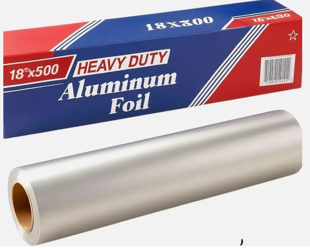Disposable 18" x 500ft Heavy-Duty Aluminum Foil Roll, Commercial-Grade Kitchen Wrap, 1 Count