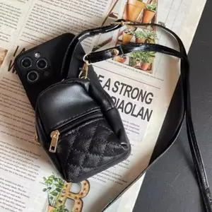 Trendy Luxury Quilted Crossbody Phone Case (with Mini Bag & Detachable Crossbody Strap), Compatible with iPhone 17 Pro Max/16/15/14/13, Shockproof Protective Cover, Creative Minimalist Wallet-Style Phone Case