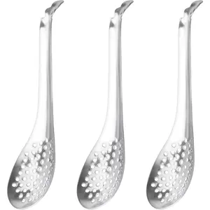 3 count Spherification Spoon, Stainless Steel Caviar Spoon, Small Slotted Spoons to Take Out Olives Capers for Jar, Molecular Gastronomy Bar Egg Spoon Kitchen