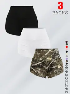 Women's Camo Print Skinny Shorts, Casual Comfy Breathable Quick Drying Shorts for Daily Wear, Ladies Bottoms for Summer, Casual Athletic Shorts