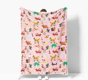 Christmas Throw Blanket Super Soft Christmas Dog Decor Throw Blankets for Couch Sofa Bed Winter Holiday Warm and Cozy Pink Throws for Winter Bedding 50 x 60 inch