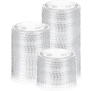 200 Pcs Disposable Clear Plastic Lids for 1.5oz to 2oz Portion Cups Food Prep Supplies for Restaurant Cafe Catering Party