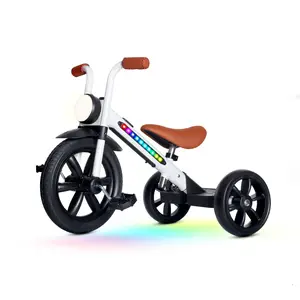 KRIDDO Buzz Rider Tricycle | Toddler Tricycle with LED Glow Frame & Front Light | Motorbike Style Kids Trike w/ Adjustable Seat, Stable 3-Wheel Design & BPA-Free Materials | Indoor & Outdoor Ride-On Toy for Boys & Girls Ages 2–5