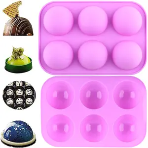 Semi Sphere Silicone Chocolate Molds 6 Cavity Half Sphere Baking Molds For Making Hot Chocolate Bomb Dome Mousse