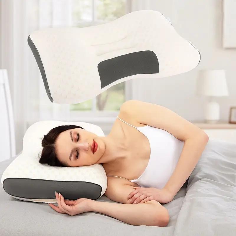 Buy 1 Get 1 Free Total of 2pcs Soft Knd itteMassage Neck Couple Pillow Adjustable Ergonomic Orthopedic Contour Support High Quality Pillow Core Removable Cover for Sleeping Comfort