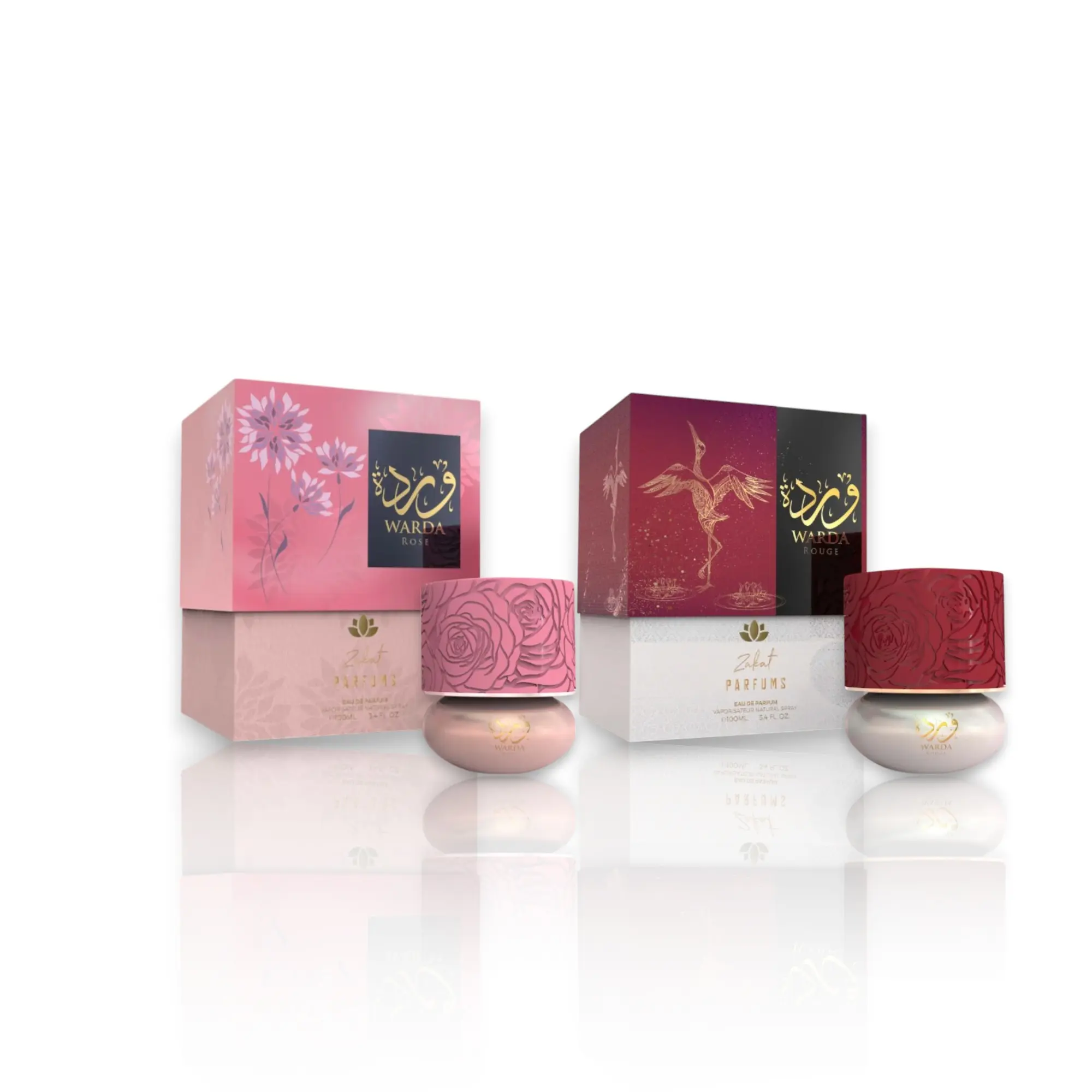 Zakat Perfume Warda Rouge & Warda Rose Floral Fruity EDP Multi-Pack, Women's 100 ML-3.4 oz Fragrance with Mandarin Pear, Red Berries, Bergamot & Grapefruit Notes