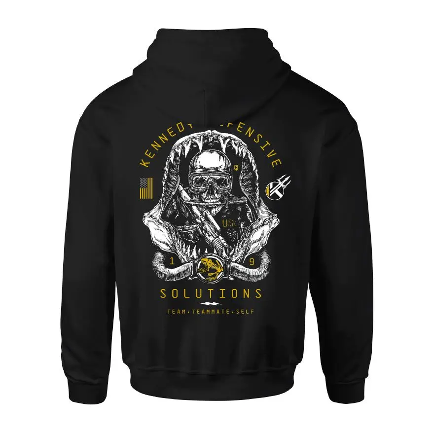 Howitzer Clothing Men's Long-Sleeve Pullover Hoodie - Kennedy Defense, Menswear Tops with Stitched Hem, Casual Jersey Sweatshirt