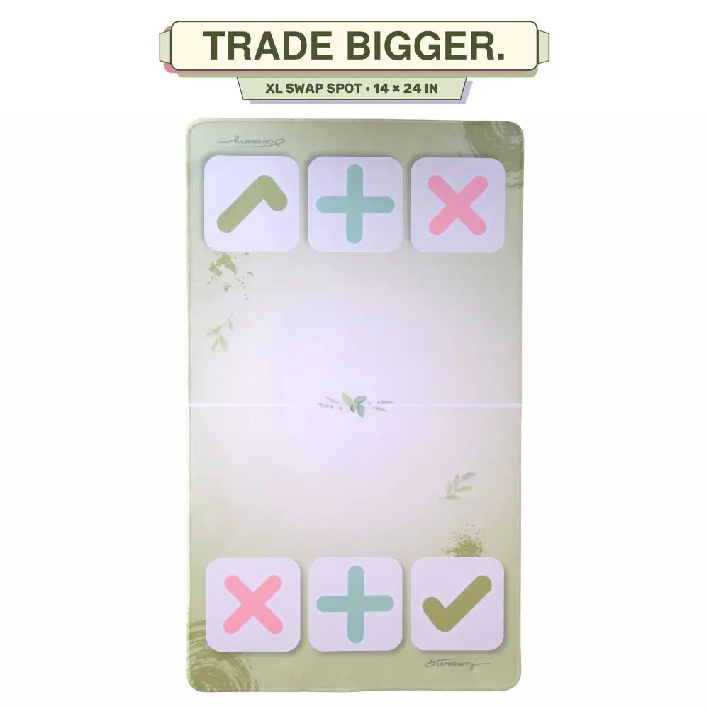 XL 14x24 in Unisex Matcha Garden Green Botanical Fidget Trading Mat, Stormberry Stress Relief Toy Station for Trading Cards, TCG, Mini Figures, Blind Bags, Erasers, Ages 8+ Swap Supplies Pad