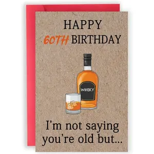 Funny 60th Birthday Cards Gifts for Women Men Her Him, 60 Year old Birthday Decorations for Dad Mom Husband Wife