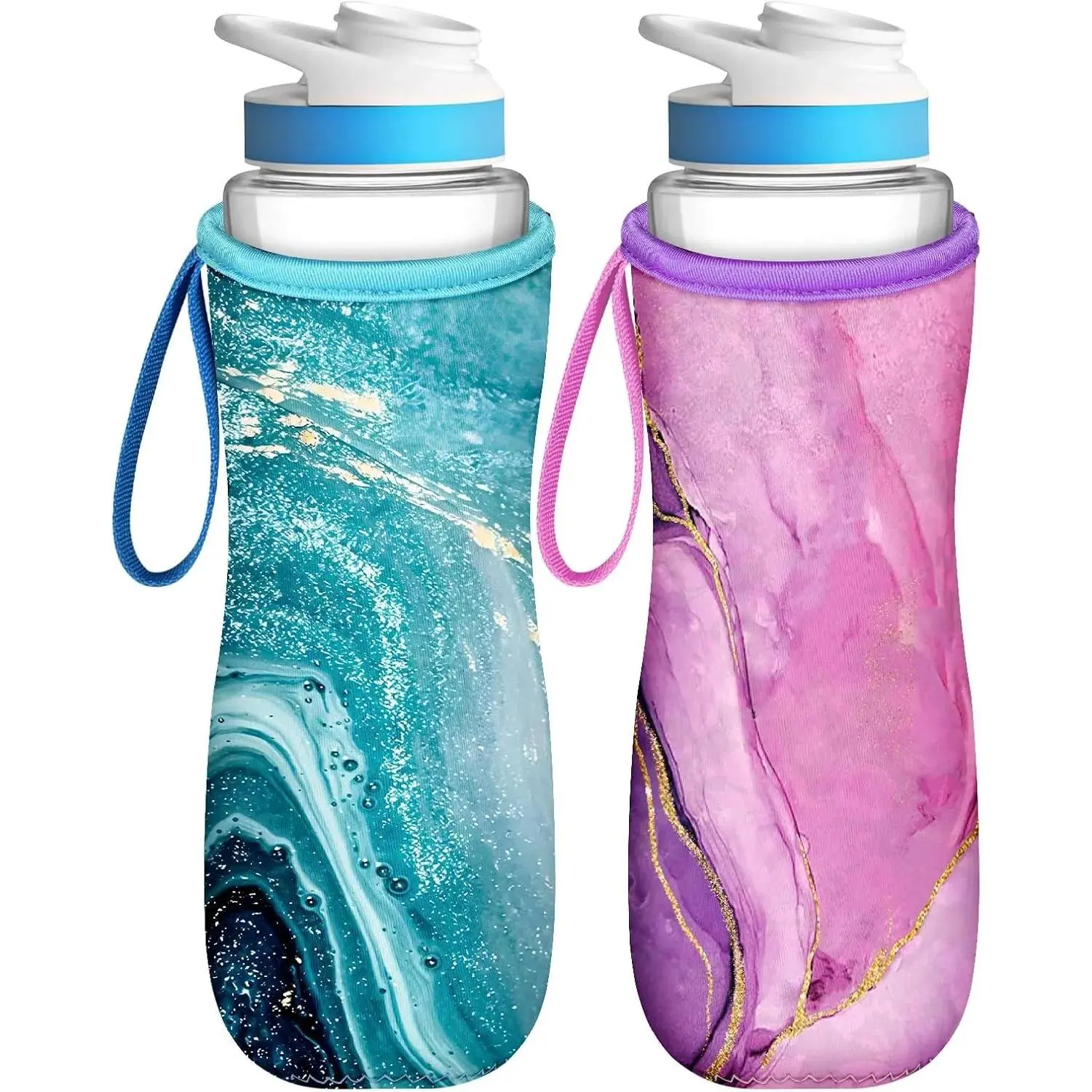 Thermal Water Bottle Sleeve for Cirkul 22 oz - 2-Pack Cover Holder Carrier with Handle Strap for Sports Water Bottles, Tumblers, Mugs