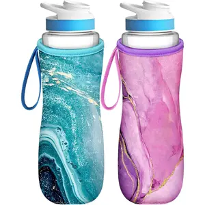 Water Bottle Sleeve for Cirkul 22 oz - 2 Pack Bottle Cover Holder Carrier with Handle Strap Cup Drinkware