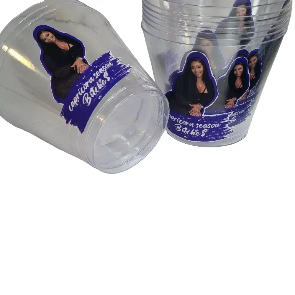 custom party cups . celebrate with your family and friends  in style with these cute tailored to you designs . add a pop  to your party setup . just send your photos and color scheme and i will do the rest .