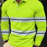 Digital printing men's Trendy Casual Classic polo style shirt with a collar, stylish, Striped, with stripes, breathable and comfortable long sleeves Top Casual Polo Shirts