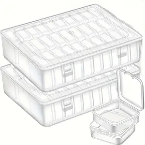 1 Set 30 Compartment Clear Plastic Stackable Drawer Storage Box Thickened Jewelry Bead Organizer Portable Craft Supplies Container for DIY Beading Hair Accessories Christmas Thanksgiving Gift