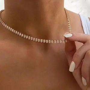 Fettero Gold Choker Necklaces for Women  Gold Plated Simple Chain Choker Necklace Minimalist Simple Hypoallergenic Adjustable Jewelry for Women