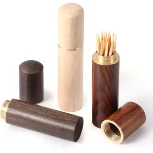 3PCS Portable Mini Pocket Wood Toothpick Holder Travel Toothpick Dispenser Box for Storing Toothpicks Pills Ear Picks Cotton Swabs and Other Small Items