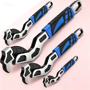 Self-Adjusting Pipe Wrench Set, 6 8 10 12 Inch Self-Locking Wrench, Plumbing Tool for Pipe Fittings and Nuts, Multifunctional Adjustable Wrench, Chromium Vanadium Steel Construction, Professional Plumbing Tools