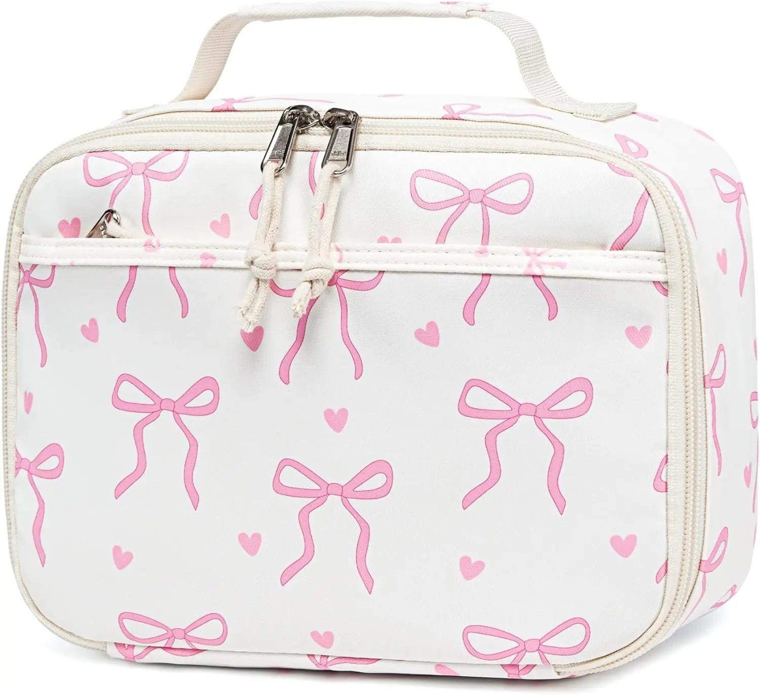 Insulated Lunch Bag for Kids Girls, Cute Bow Insulated Lunch Box Bag for Toddler, Womens Small Lunch Tote, Lunch Box Containers for School Work Picnic, Pink