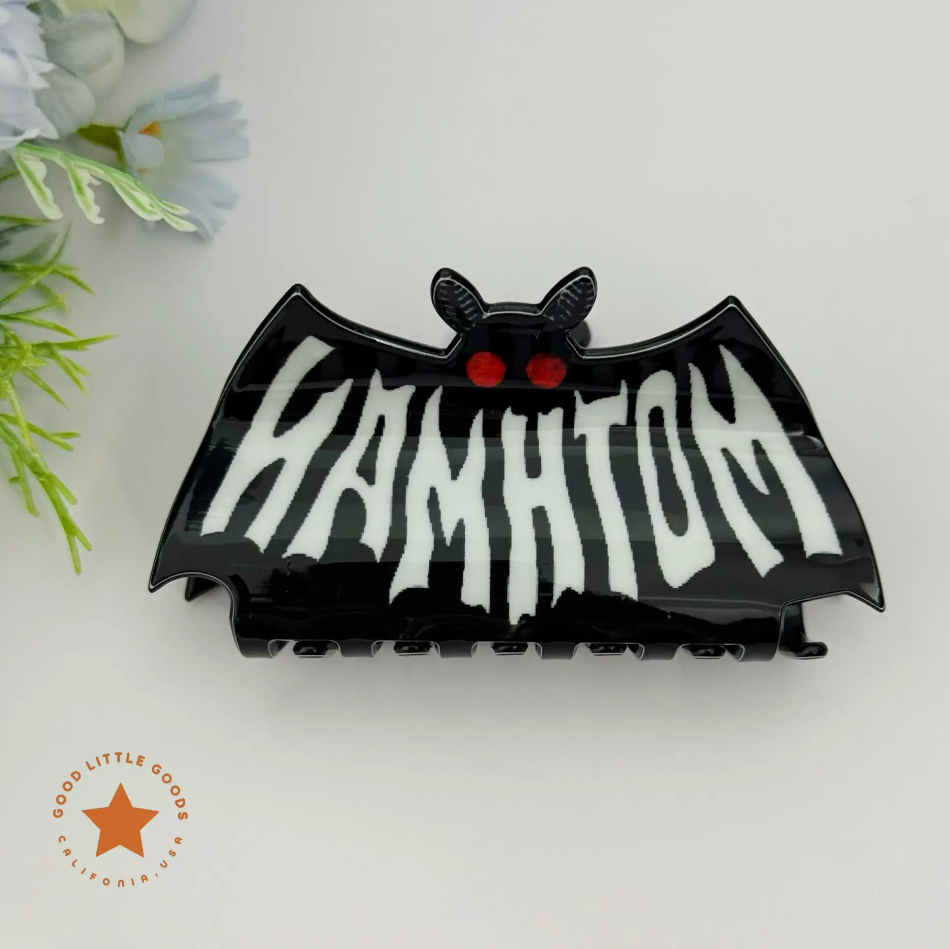 GoodLittleGoods Mothman-Black Spooky Character Double-Sided Plastic Claw Hair Clips - Halloween Hair Accessories for Women, Girl, gf, bff, Bold Designs for Daily Wear