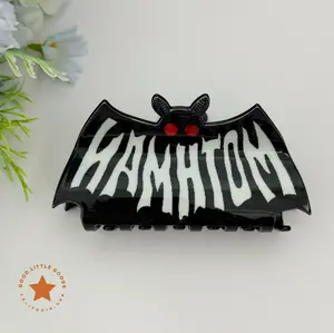 GoodLittleGoods Mothman-Black Spooky Character Double-Sided Plastic Claw Hair Clips - Halloween Hair Accessories for Women, Girl, gf, bff, Bold Designs for Daily Wear