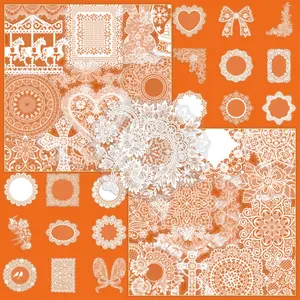 50 Sheets of Lace Transparent PET Graffiti Stickers Suitable for Waterproof Decoration of Suitcases, Phone Cases, Laptops, Helmets, Skateboards, DIY Creative Stickers.