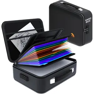 Fire Proof Document Safe Box with Lock and Handle - Fireproof Document Box Organizer with Hard Shell, Portable Fireproof Safe for  Documents, , Laptop, and File Storage-Black