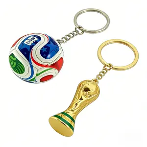 2-Piece Set 2026 World Cup Commemorative Football Keychain, Premium Trophy Design Keychains, Perfect Gift for Sports Fans