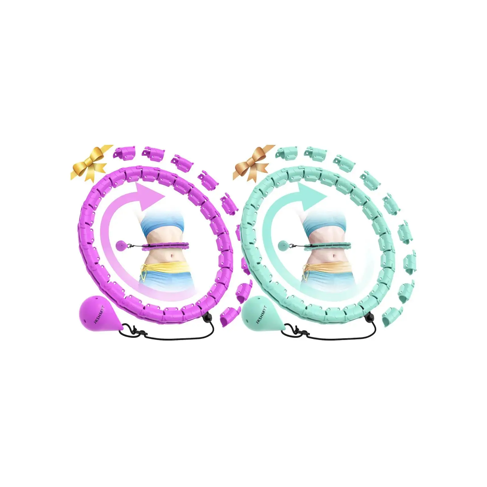 Weighted Hula Circle Hoops for Adults, Infinity Hoop Fit Plus Size 47 Inch/120cm, 24 Detachable Links, Exercise Hoola Hoop Suitable for Women and Begi