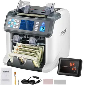 VEVOR Money Counter Machine, Bill Counter with Mixed Denomination, 2CIS, SN, UV, IR, MG, DD Counterfeit Detection, Multi Currency, Value Counting Cash Counter and Sorter, Printer Enabled