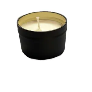 Teakwood 4oz Candle in Black Container with Gold Rim