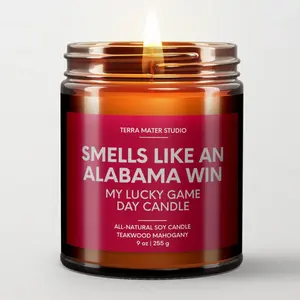 Smells Like An Alabama Win Lucky Game Day Candle | Alabama Merch | 50+ Hour Burn| Unique Gift Idea | Football Candle | Game Day Decor | Sport Themed Candle