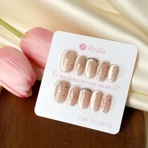 Perilla Short Oval COLLECTION Cat Eye Floral Handmade Press On Nails Butterfly Glitter Rhinestone French Tips