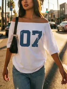 Women's One Shoulder Short Sleeve T-Shirt, Summer Casual Loose Fit Sporty Top, Stylish Versatile Daily Wear