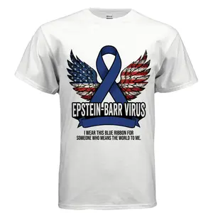 Men's Soft Cotton-Polyester Seamless Round Neck Short-Sleeve T-Shirt Top - EBV Warrior Epstein-Barr Awareness Empowering Tee with Badge