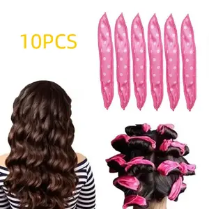 10 Count/Set Heatless Hair Curlers for Overnight Curls, Satin Sponge Foam Rollers to Sleep In, Soft No Heat Curlers for Long & Short Hair, Frizz-Free Hair Styling Set for Women, Girls and Men Pink Color Sleeping Hair Curler