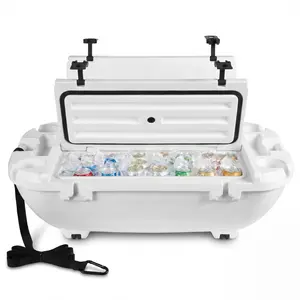 VEVOR Floating Cooler, 40 QT Floating Ice Chest with Dry Storage & Tow Rope, Premium LLDPE Amphibious Drink Cooler for Water & Land, Cruise Smoothly Stable on Lake, River, Pool, Beach, Kayak, White