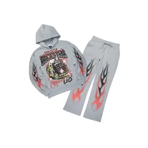 Glans Heather Grey Hoodie/Baggy Pant Track Set
