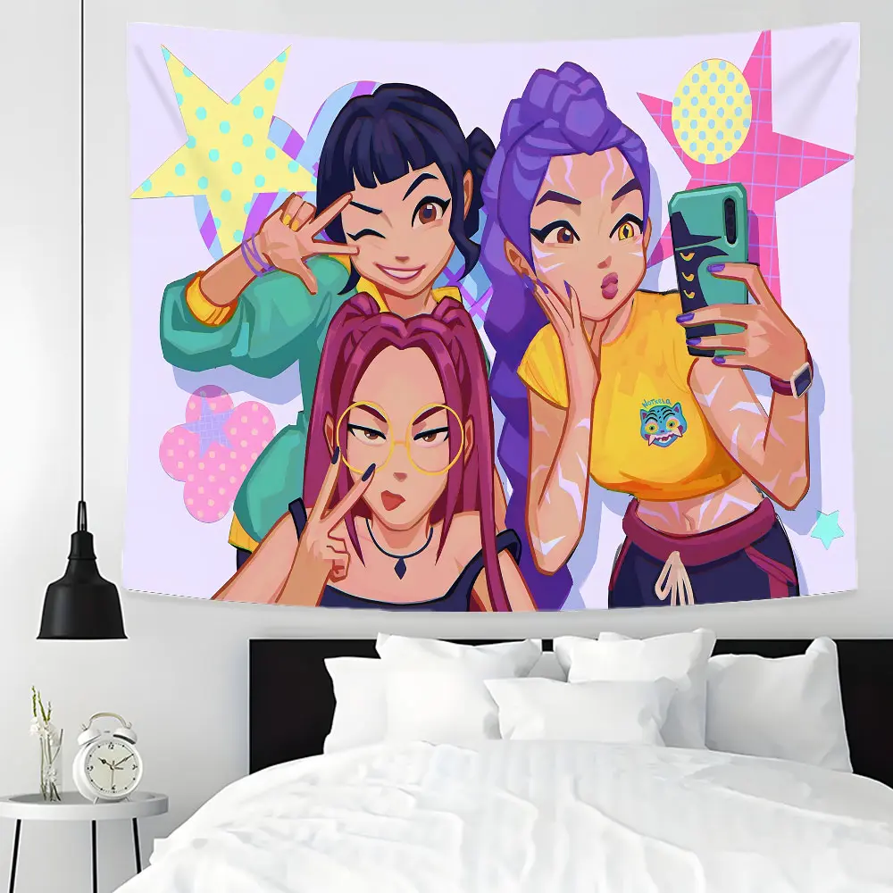 Cartoon Girl Design Large Tapestry Wall Hanging, Funny Tapestry, Multiple Sizes Polyester Fabric for Wall Decoration, Easy to Clean and Maintain, Soft and Durable Material, Suitable for Living rooms, Bedrooms, Parties, Room Decor Supplies