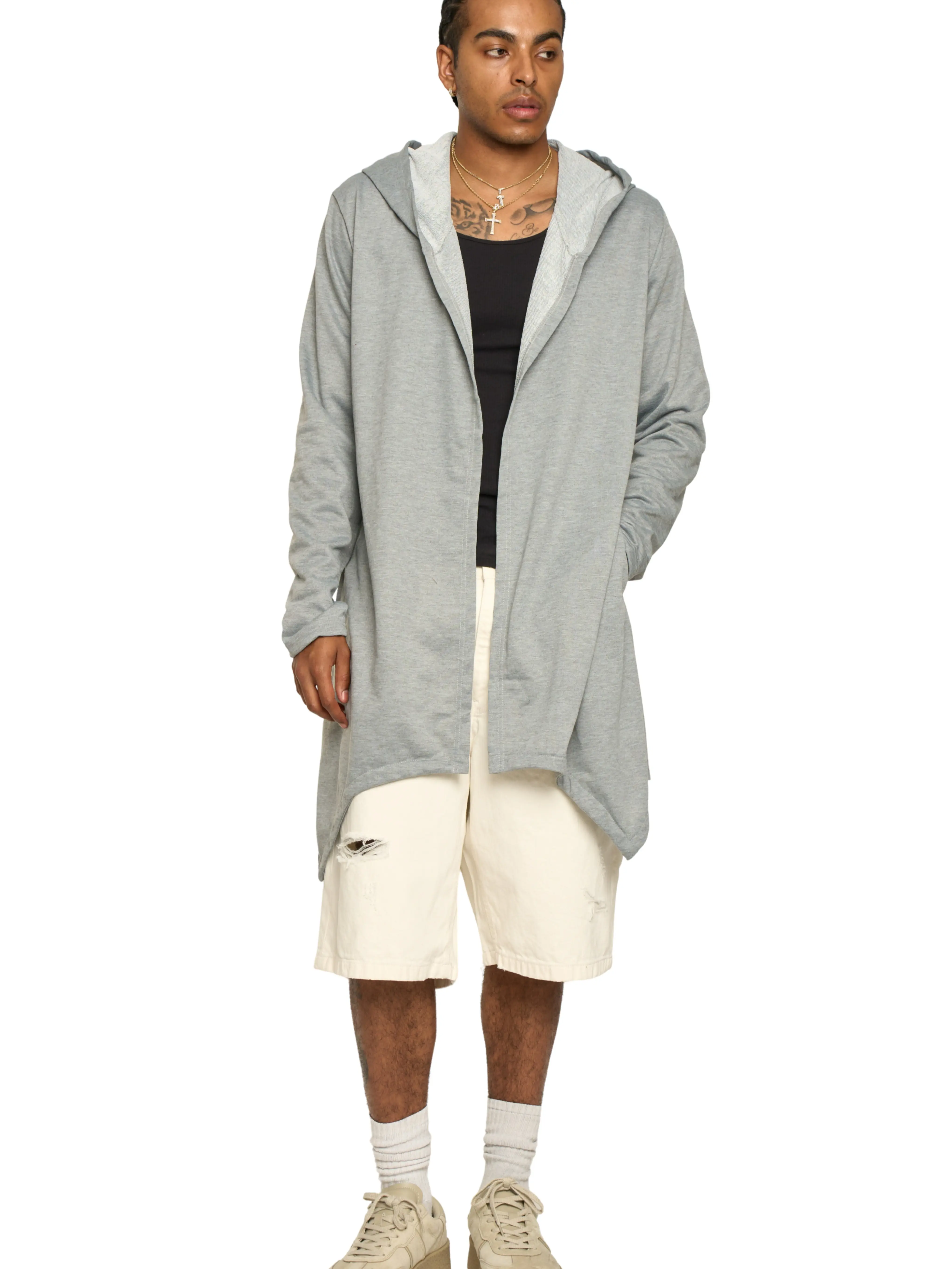 Long Length Drape Cape Cardigan Hoodie