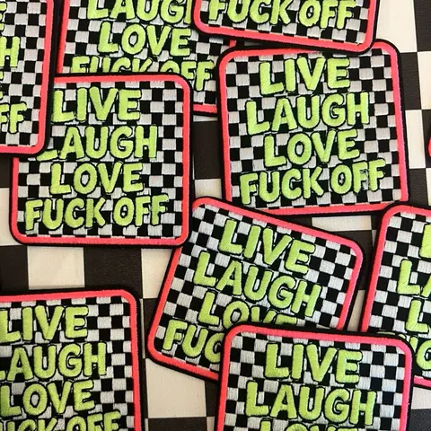 Live laugh love iron on Patch