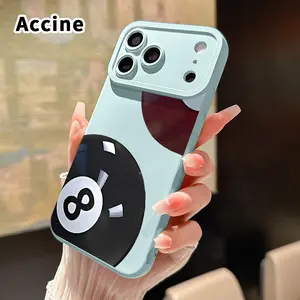 Large Window Phone Case for iPhone 17 Air 16 15 14 13 Pro Max Plus Digital Billiards Pattern Shockproof Silicone TPU Bumper Drop Protection Soft Cover