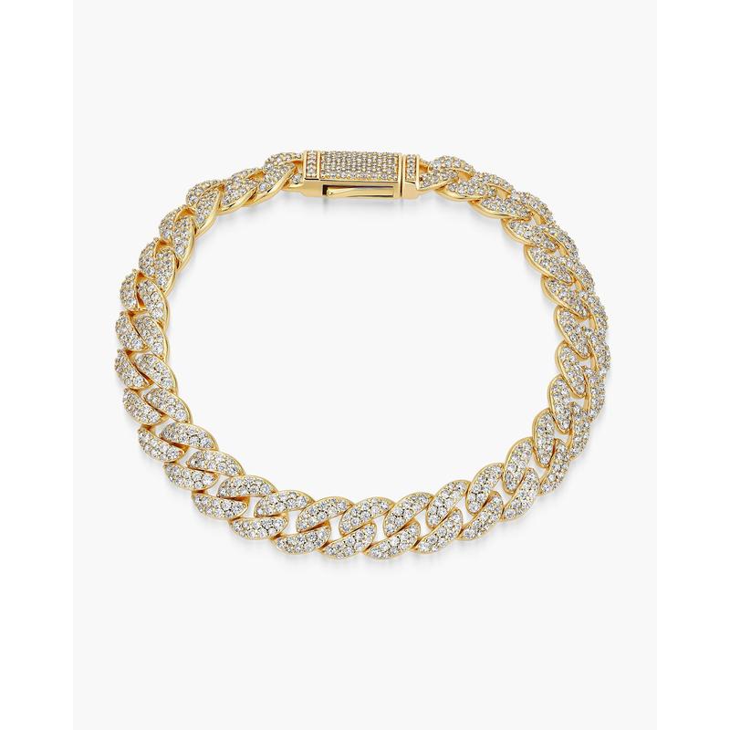 JAXXON - Women's Iced Out Cuban Set - 8mm - Gold - Box Clasp
