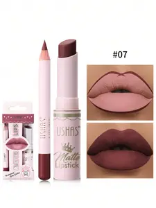 Ushas, 1Set, Long-Lasting Matte Nude Lipsticks With Lip Liner - Waterproof, 12 Shades, Makeup Essentials For Daily Wear, All Skin Types - Long-Lasting, Hydrating, And Nourishing Lip Care For Women Eyeliner Lipliner Cosmetic