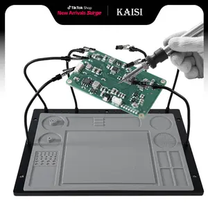 Kaisi 2-in-1 Heavy Duty Helping Hands Soldering Station with Heat-Resistant Silicone Mat & 6 Flexible Arms for Electronics & DIY Repair